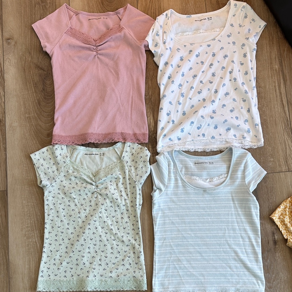 Abercrombie Kids Short Sleeve Tees - Pink, White, Blue, Cream